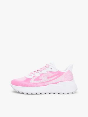 rosa rutschhemmender sneaker mit mesh-jacquard für damen - tommy jeans