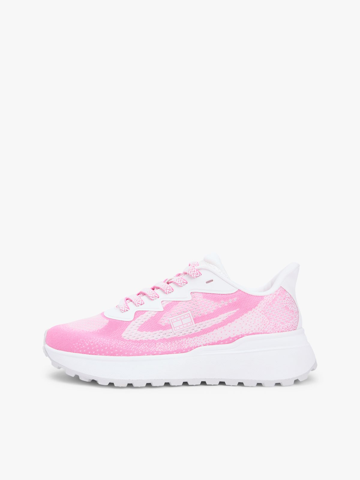 Mesh Jacquard Knit Cleat Trainers — Pink