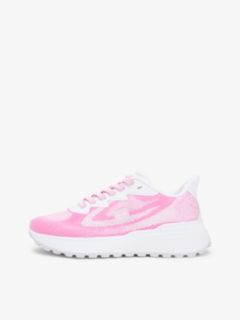 Mesh Jacquard Knit Cleat Trainers — Pink 7