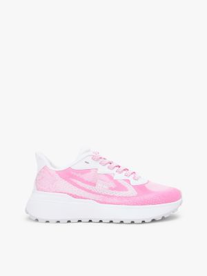 pink rutschhemmender sneaker mit mesh-jacquard für damen - tommy jeans