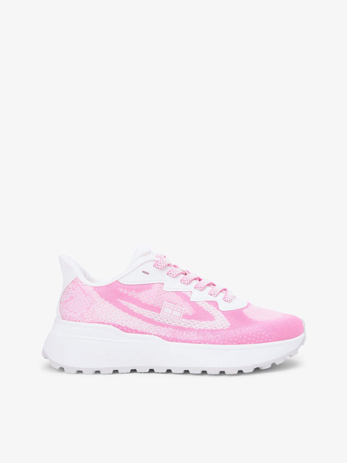 Mesh Jacquard Knit Cleat Trainers — Pink