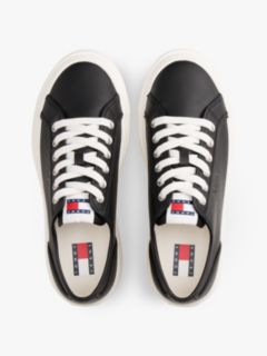 Debossed Logo Platform Trainers With Leather — Black 3