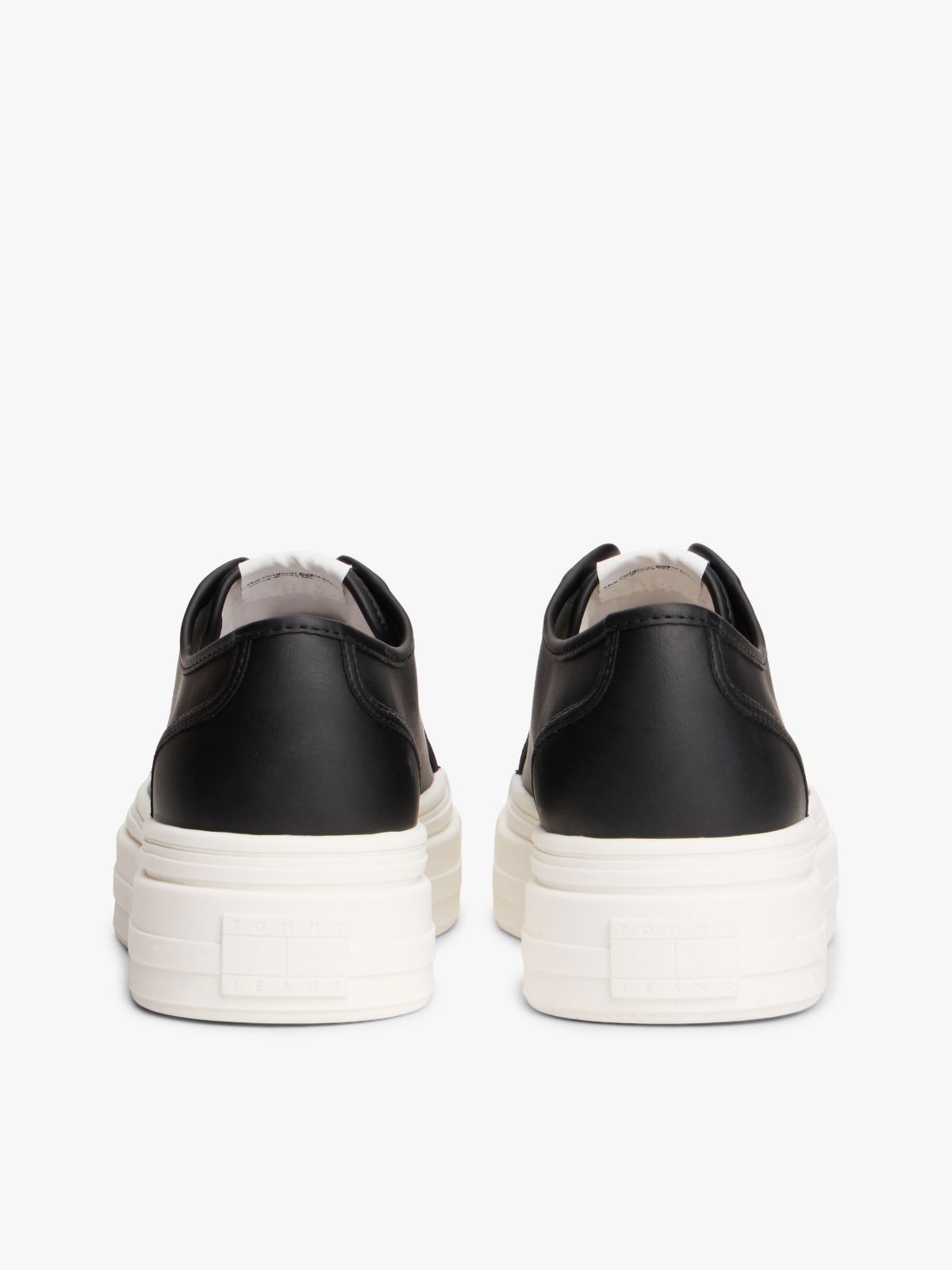 Debossed Logo Platform Trainers With Leather — Black