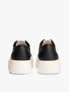 Debossed Logo Platform Trainers With Leather — Black 4