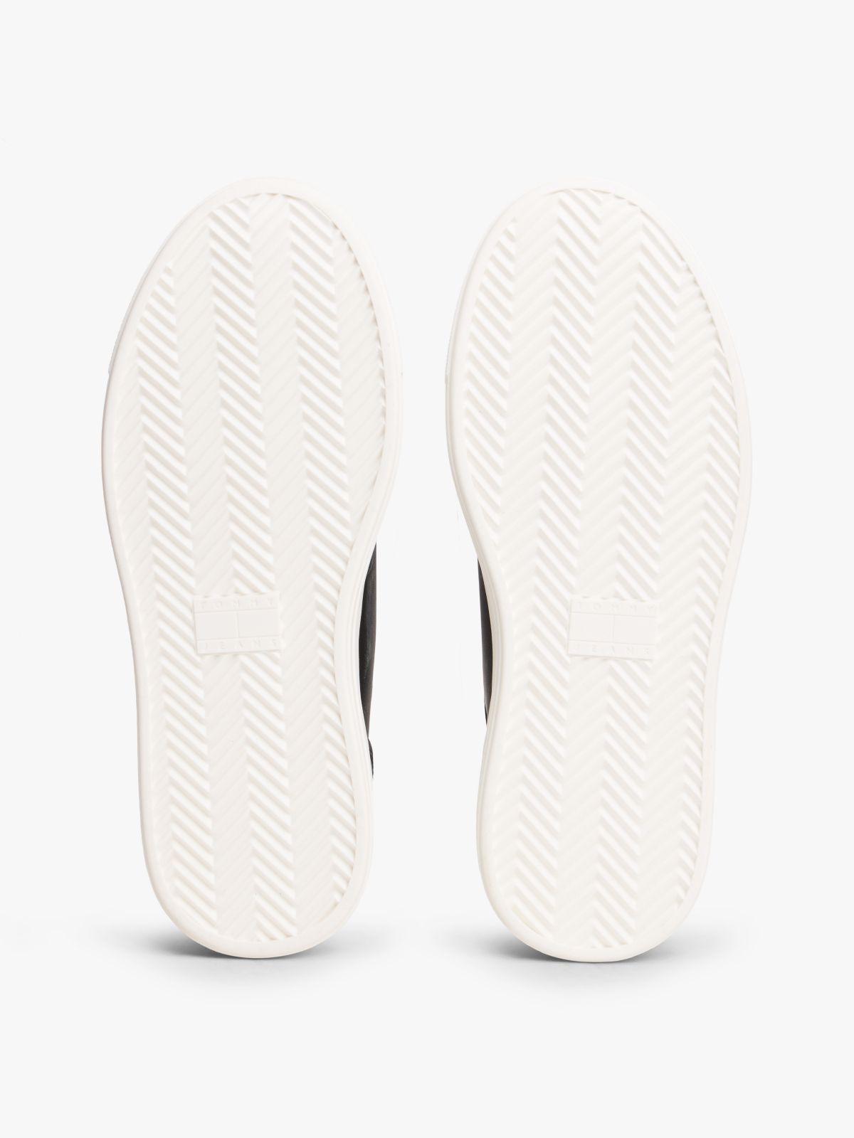 Debossed Logo Platform Trainers With Leather — Black
