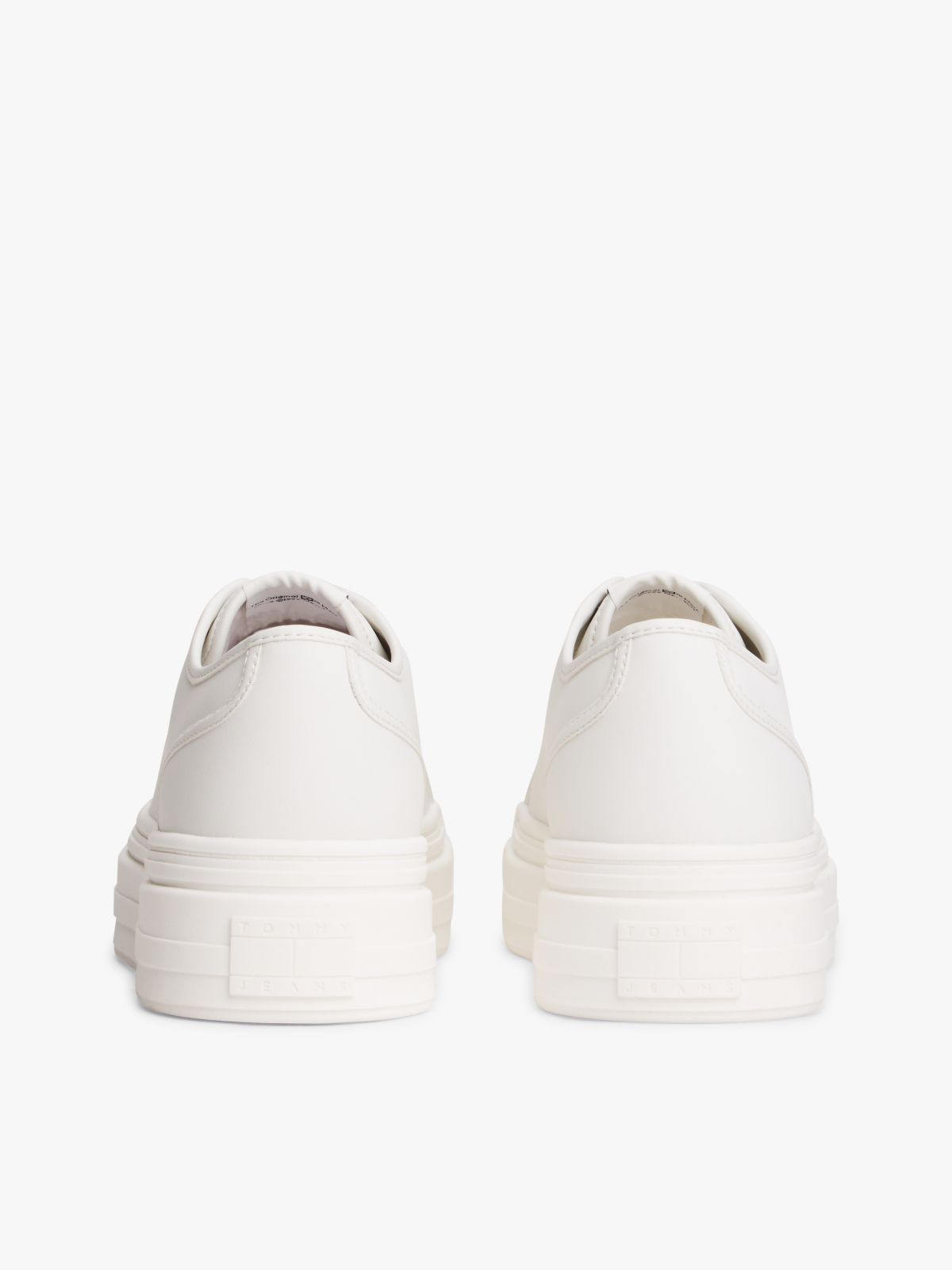 Debossed Logo Platform Trainers With Leather — White