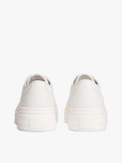 Debossed Logo Platform Trainers With Leather — White 4