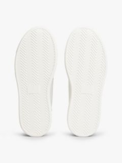 Debossed Logo Platform Trainers With Leather — White 5