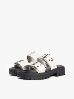 Chunky Cleat Double Buckle Sandals — White 2
