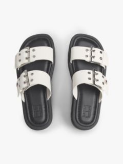Chunky Cleat Double Buckle Sandals — White 3