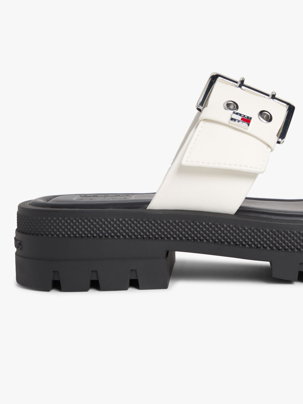 Chunky Cleat Double Buckle Sandals — White