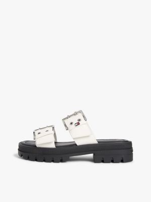 white chunky cleat double buckle sandals for women tommy jeans