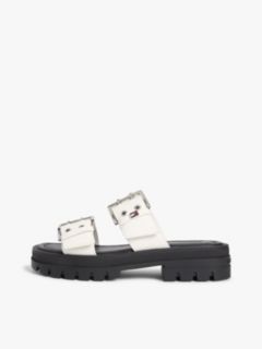 Chunky Cleat Double Buckle Sandals — White 7