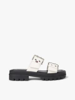 Chunky Cleat Double Buckle Sandals — White 1
