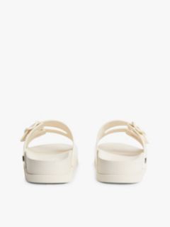 Double Buckle Strap Jelly Slides — Beige 4