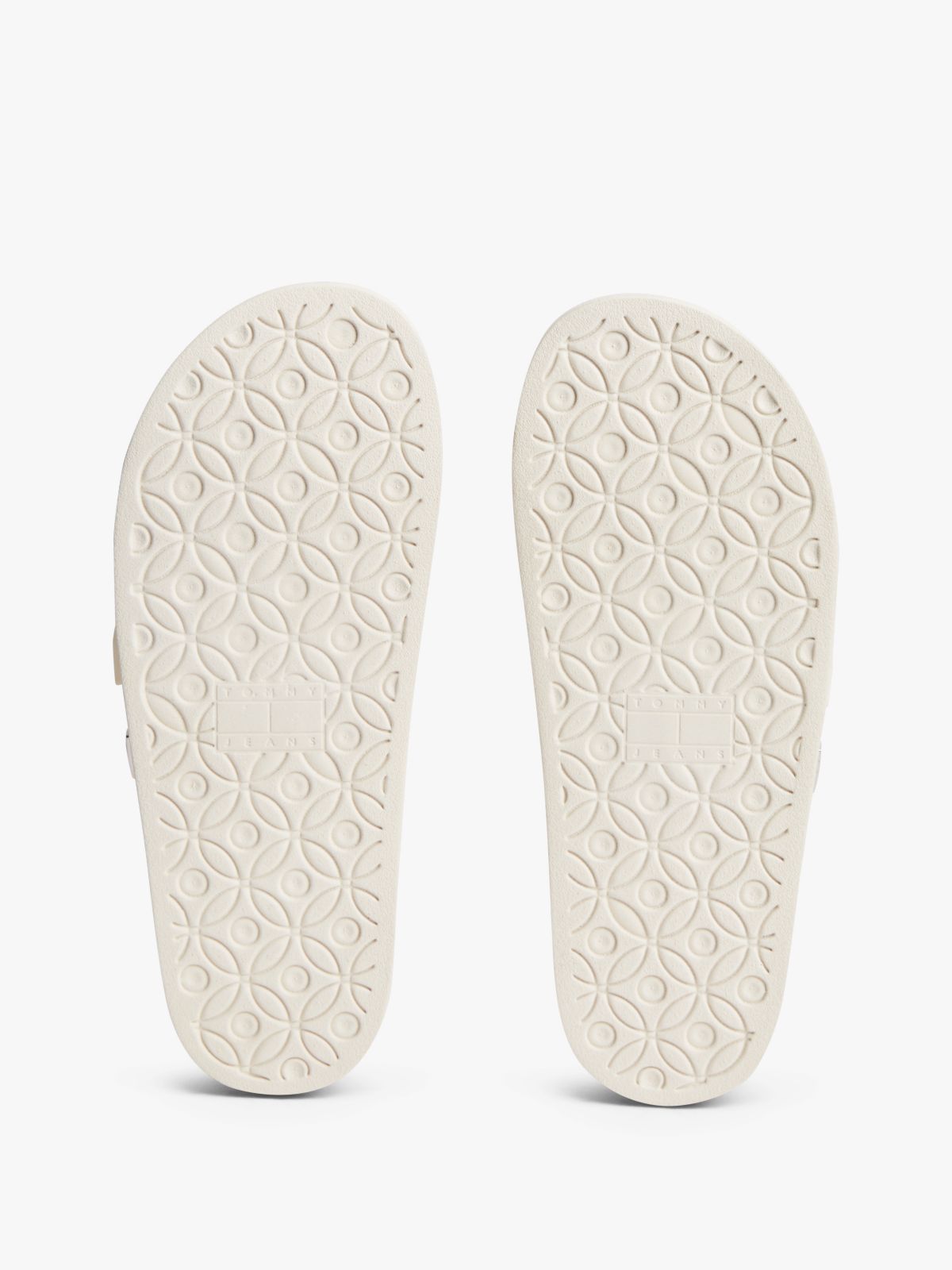 Double Buckle Strap Jelly Slides — Beige