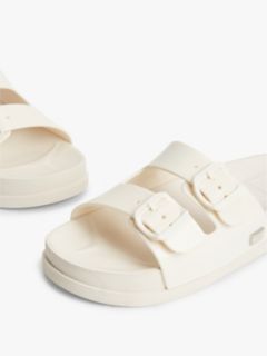 Double Buckle Strap Jelly Slides — Beige 6