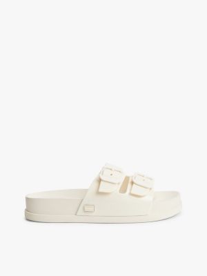 beige jelly-badeschuh mit doppelschnalle für damen - tommy jeans