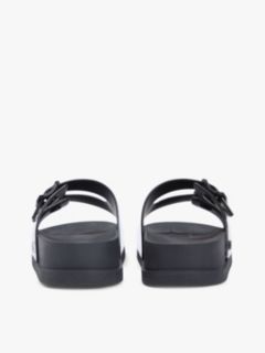 Double Buckle Strap Jelly Slides — Black 4