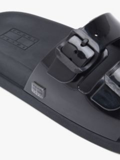 Double Buckle Strap Jelly Slides — Black 6