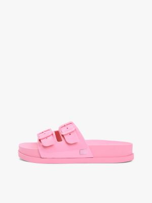 pink jelly buckle slides for women tommy jeans