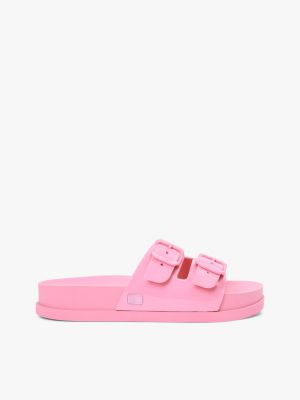 pink jelly buckle slides for women tommy jeans