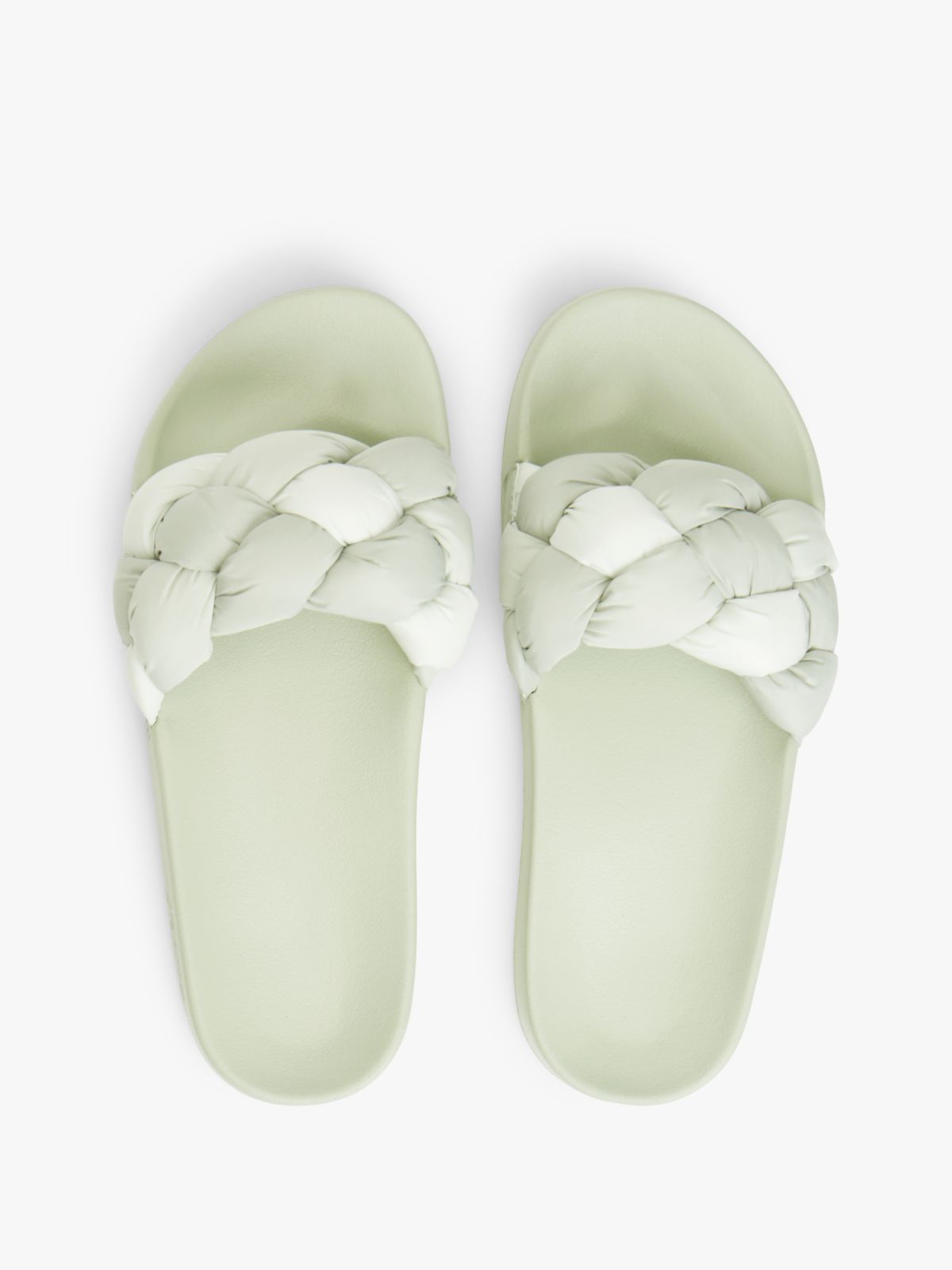 Embossed Braided Strap Slides — Grey