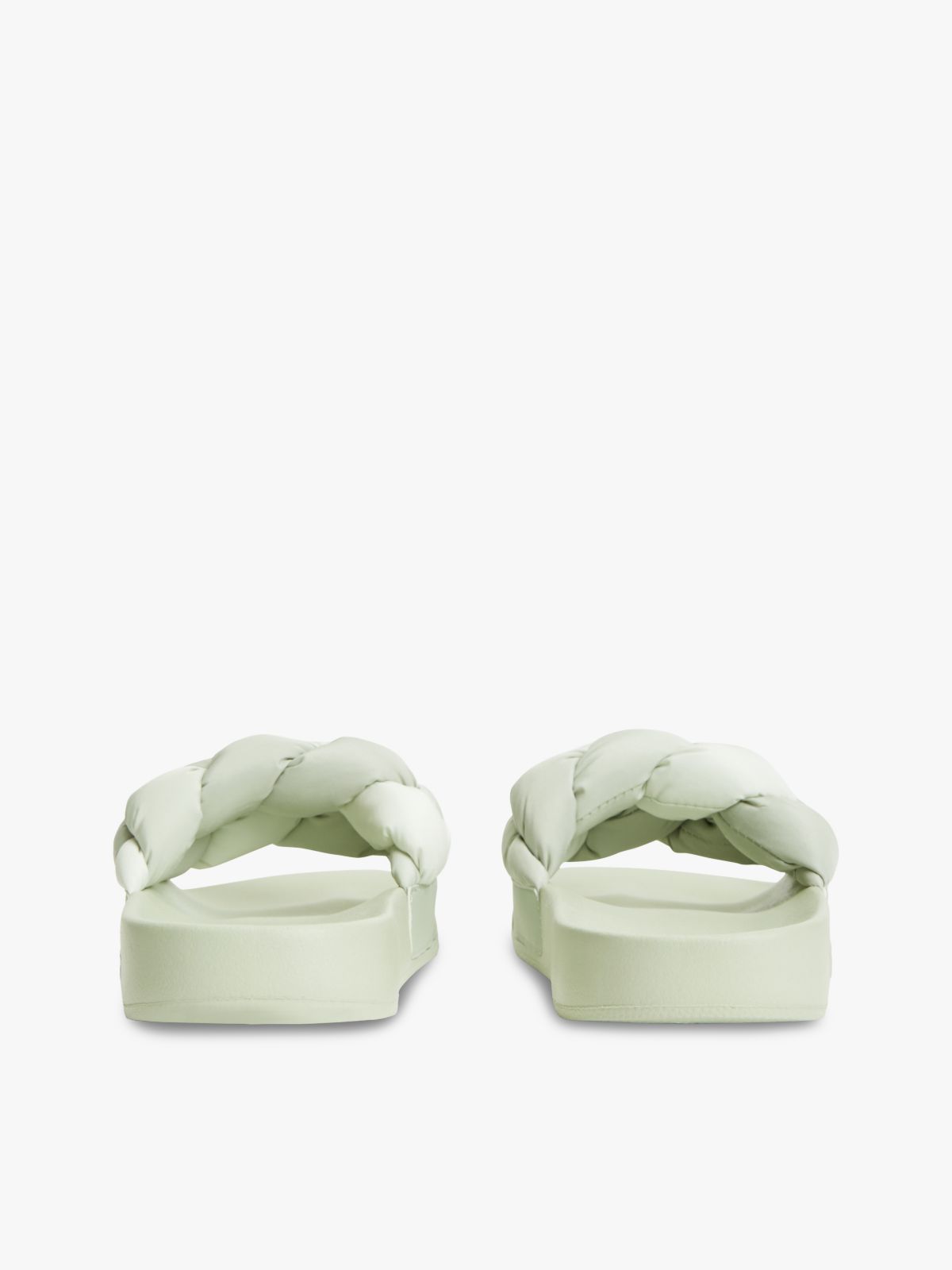 Embossed Braided Strap Slides — Grey