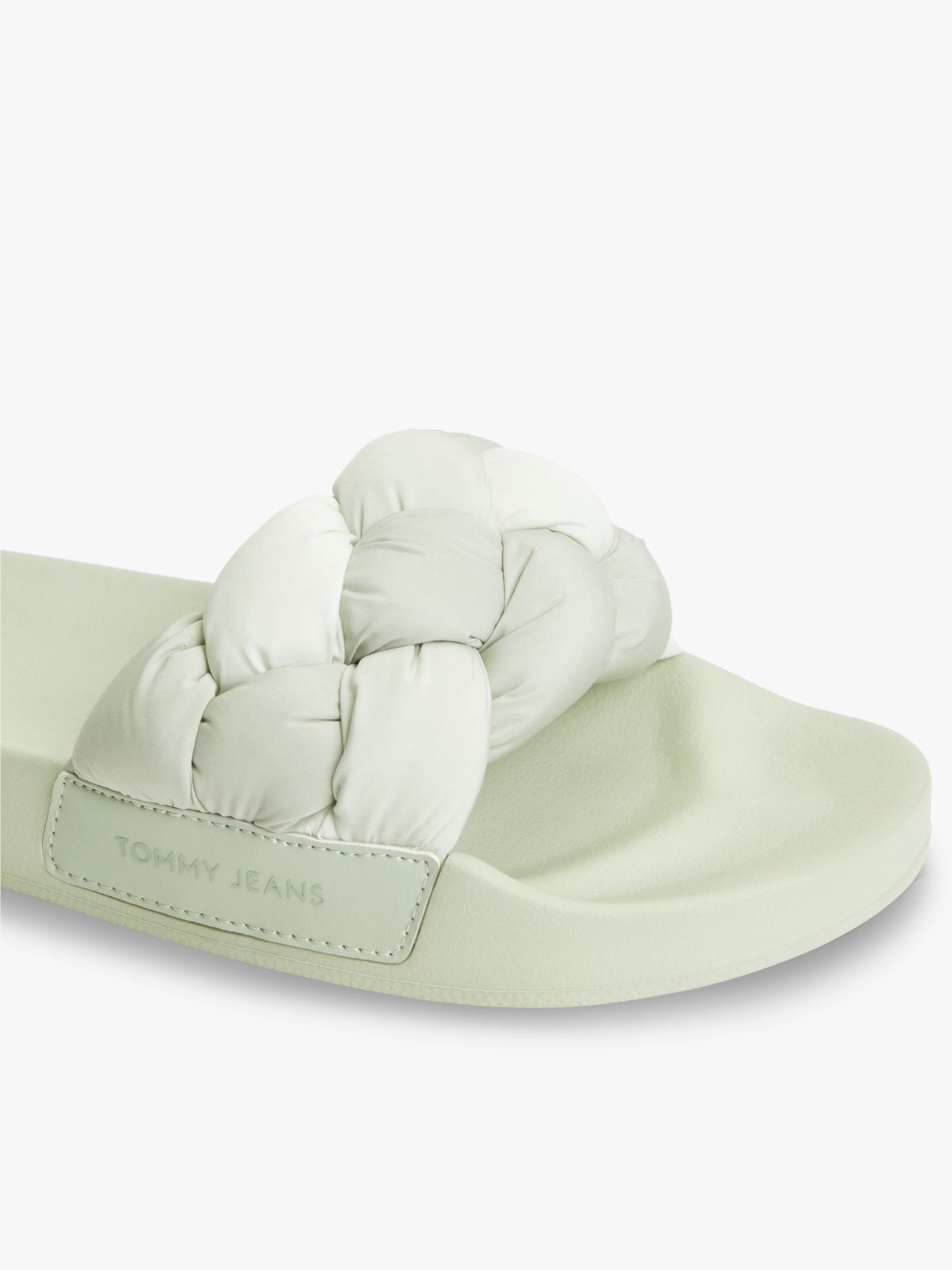 Embossed Braided Strap Slides — Grey