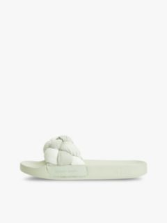 Embossed Braided Strap Slides — Grey 7