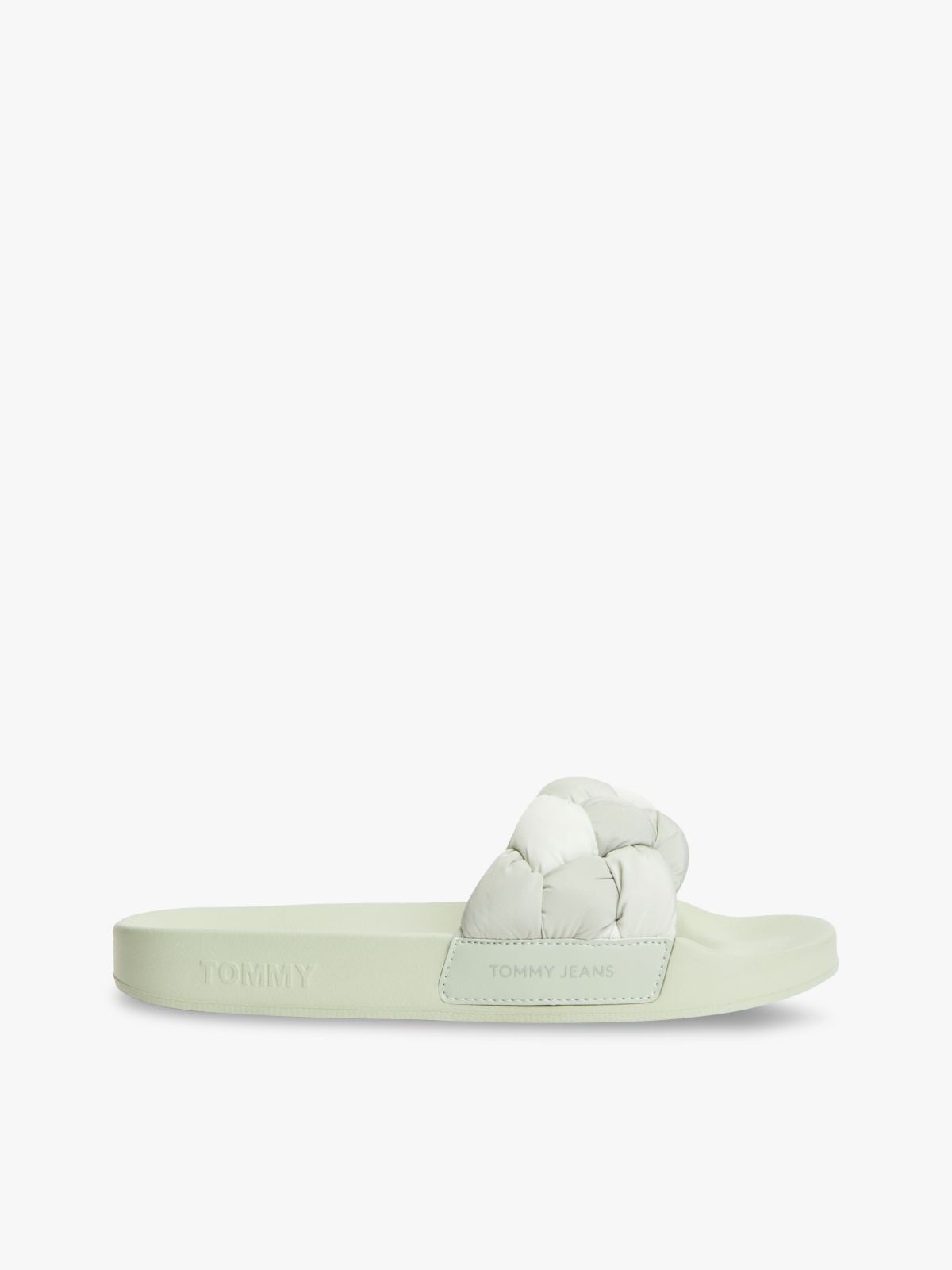 Embossed Braided Strap Slides — Grey