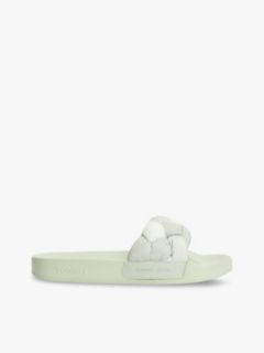 Embossed Braided Strap Slides — Grey 1