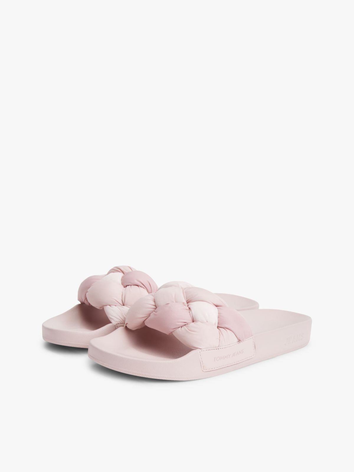 Embossed Braided Strap Slides — Pink