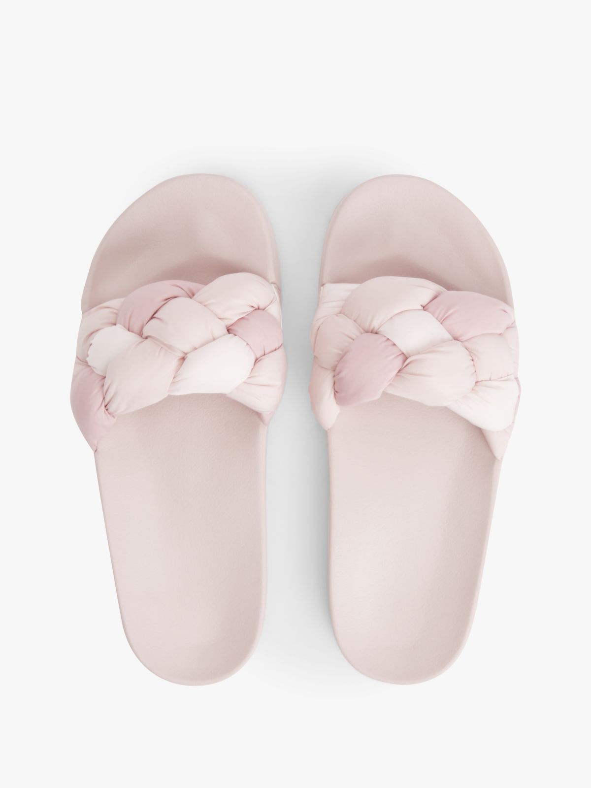 Embossed Braided Strap Slides — Pink