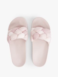 Embossed Braided Strap Slides — Pink 3