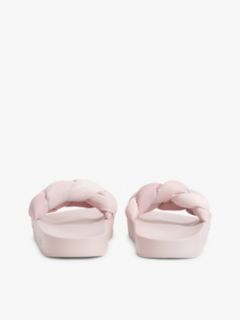 Embossed Braided Strap Slides — Pink 4