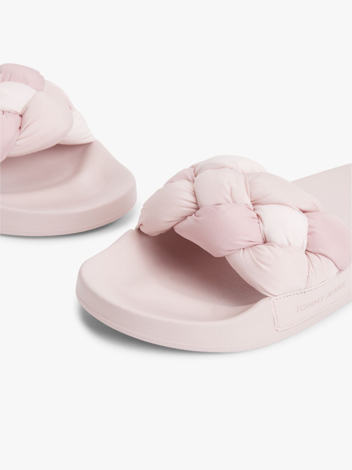 Embossed Braided Strap Slides — Pink