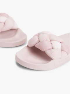 Embossed Braided Strap Slides — Pink 6
