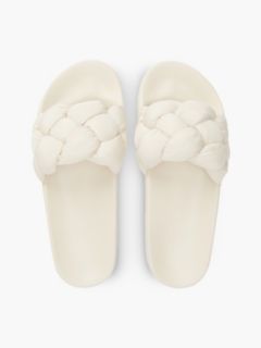 Embossed Braided Strap Slides — Beige 3
