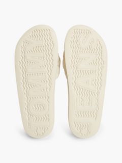 Embossed Braided Strap Slides — Beige 5