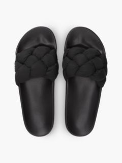Embossed Braided Strap Slides — Black 3