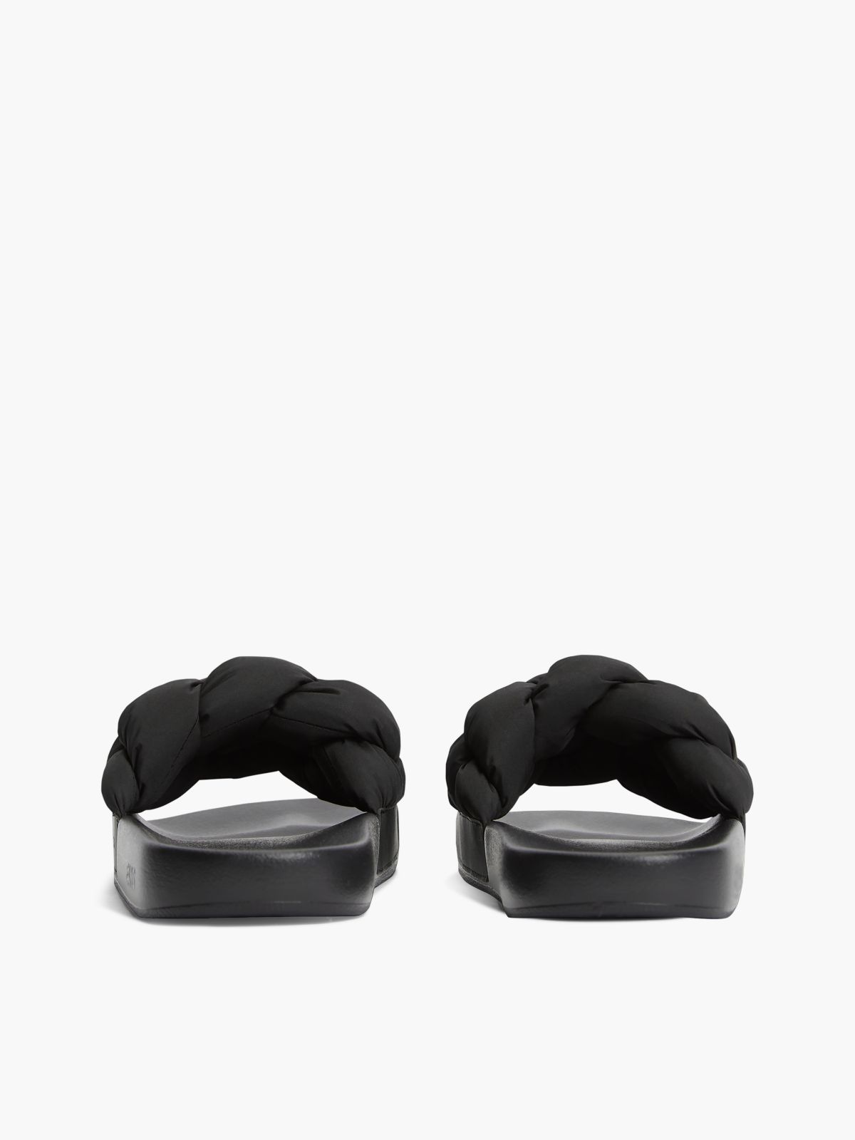 Embossed Braided Strap Slides — Black