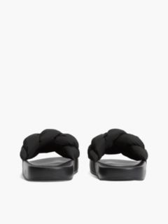 Embossed Braided Strap Slides — Black 4