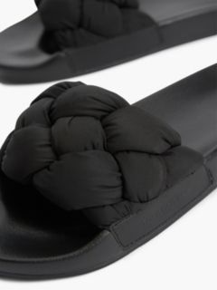 Embossed Braided Strap Slides — Black 6