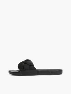 Embossed Braided Strap Slides — Black 7