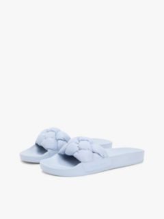 Embossed Braided Strap Slides — Blue 2