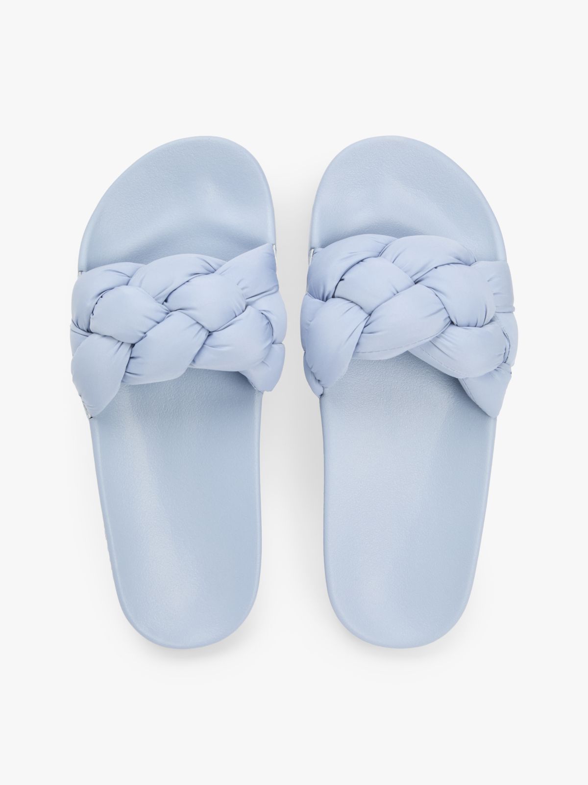 Embossed Braided Strap Slides — Blue
