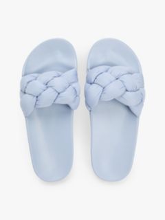 Embossed Braided Strap Slides — Blue 3