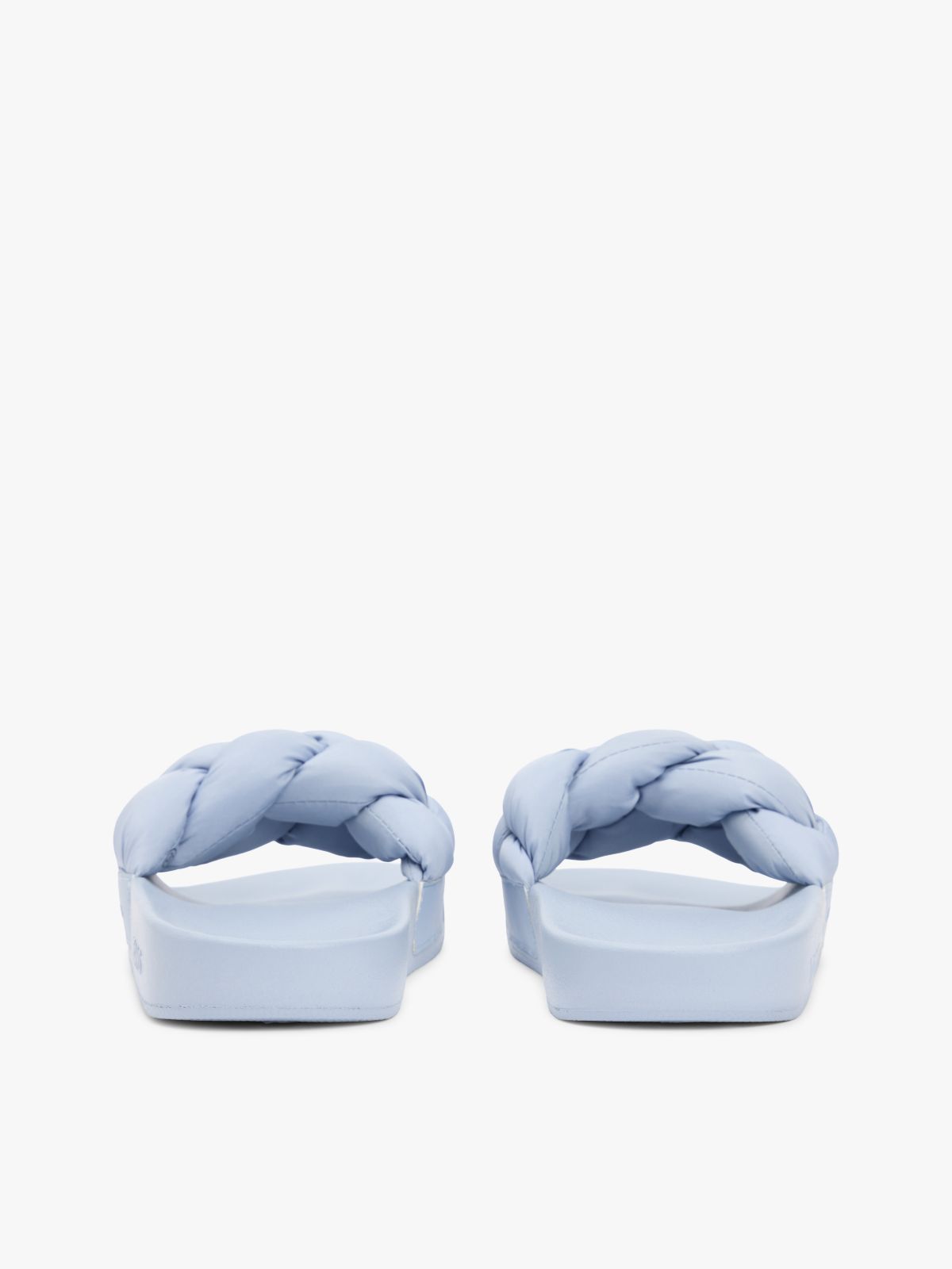 Embossed Braided Strap Slides — Blue