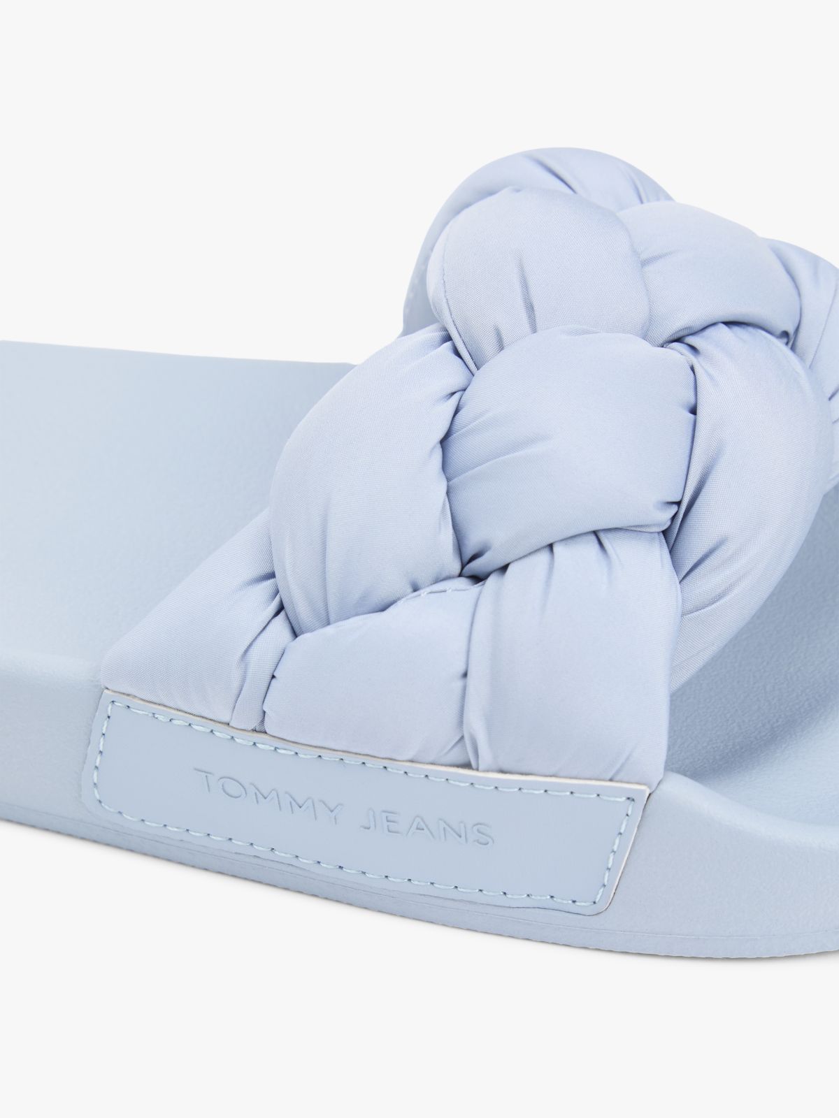 Embossed Braided Strap Slides — Blue